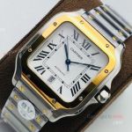 BV Factory Cartier Santos Silver Gold Best Replica Watches with SmartLink QuickSwitch Band